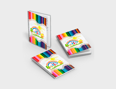 Caderno com Espiral Capa Maleável A5 14,8x21 96 folhas 4x0 Couchê 300g Laminação Fosca - 4x0 - 3 unid