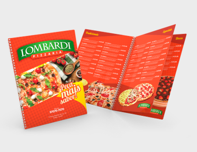 Cardápio Espiral com 14 Páginas em PVC 0,5mm Fosco Frente e Verso 21,5x29cm - 4x4 - 5 unid