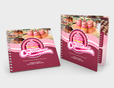 Cardápio Espiral com 6 Páginas em PVC 0,5mm Cristal Frente e Verso 14,4x14,4cm - 4x4 - 100 unid